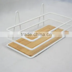 Metal & Bamboo Bathroom Caddy With Suction thumbnail-1
