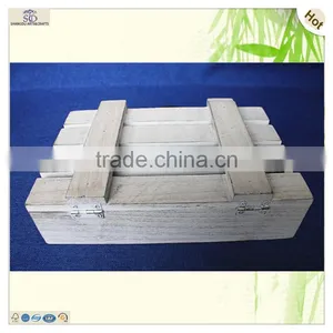 Recyclable Plate Lid Antique Rustic Cuboid Paulownia Wooden Box thumbnail-4