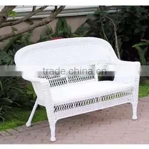 Indoor/Outdoor Gorgeous White Wicker Patio Love Seat Furniture thumbnail-1