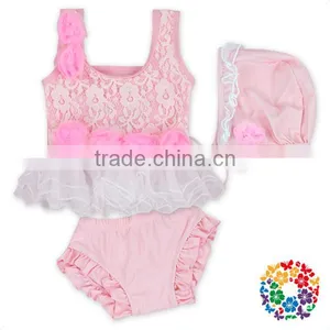 2017 Summer Clothing Set Pink Floral Lace Baby Toddler Girl Swimsuit thumbnail-1