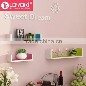 Eco-friendly Furniture Laminate Floating U Shelves Set of 3 Pieces Wood Wall Display Mount Shelf for Home Decoration thumbnail-1