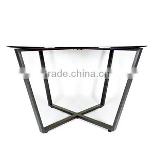 Made in China Metal Type Living Room Furniture Round Shape Glass Top Table With Folding Metal Frames thumbnail-2
