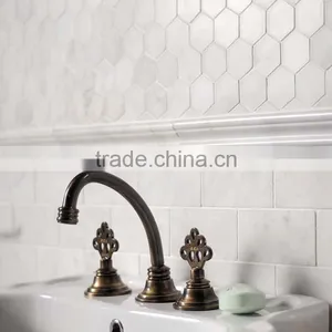 MM-CV256 Hot Product Indoor Design Natural White Hexagon Marble and Stone Mosaics Tiles thumbnail-3
