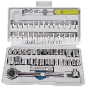60 Pcs 1/4"& 3/8" Drive Socket Wrench Tools Set thumbnail-1