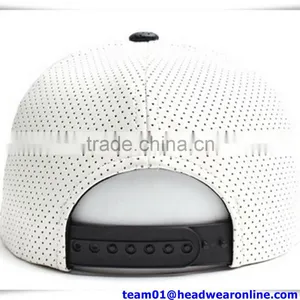 2016 Fashion PU Leather Snapback Hat With Embroidery Logo and Full Laser Holes on the Hat thumbnail-2