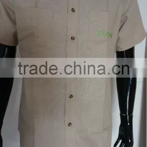 2017 OEM Design Cotton&linen Men's Short Sleeve Shirt thumbnail-1
