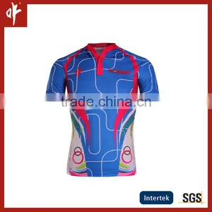 Cyan Split Collar Sublimation Rugby Jerseys,Electronic Lines Training Club Singlet, thumbnail-3