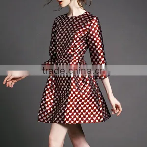 Ladies Fashion European Style Half Sleeve Fit and Flare Short Autumn Dress thumbnail-4
