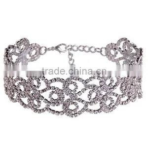 Women Fashionable Rhinestone Gems Choker Necklace for Girls thumbnail-5