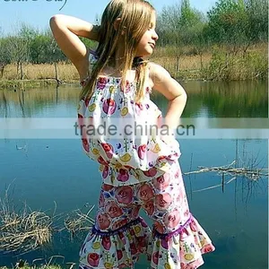 Wholesale Baby Clothing Sets Baby Floral Design Ruffle Top With Nice Ruffle Pants Set thumbnail-1