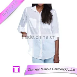 Popular Long Sleeve Plain White Blouse for Women thumbnail-1