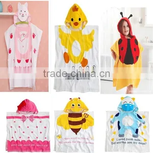 Super Soft 100% Cotton Kids Cartoon Poncho Towel thumbnail-2