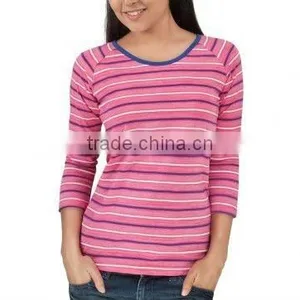 LADIES STRIPED LONG SLEEVE T SHIRT thumbnail-1