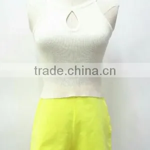 Runwaylover Europe Style 2017 Ladies Fashion 100% Cotton High Waist Shorts With Side Zipper thumbnail-2