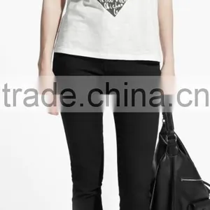 Sweet Teen Girls Heart Print Rolled-up Sleeves White Korean Fashion Cotton T Shirt thumbnail-1