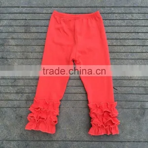 Hot Sale Baby Clothes Remake Trousers Ruffle Sets Pure Red Pants Kids Clothing Cotton Trim thumbnail-1