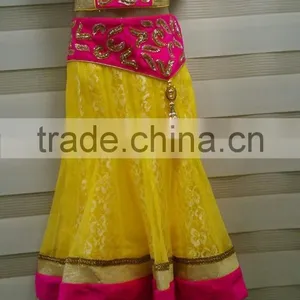 Yellow Color Benaras Cloth All Over Stylish Lehenga Sizzling Girls Ready Made thumbnail-1