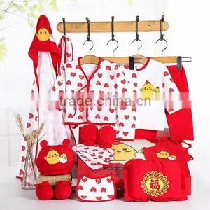 New Style Red Printing Cotton Cheap Newborn Baby Clothing Set thumbnail-1