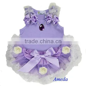 Baby Lavender Cream Pettiskirt Sofia Princess Tank Top Party Dress Costume 3-12M thumbnail-1