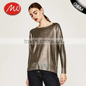 Women's Metallic Yarn Mondren Knitting Loose Sweater With High Quality thumbnail-1