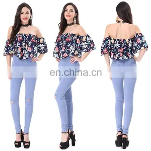 2018 Ladies Wholesale Printing Floral Sexy Hot Tops thumbnail-2