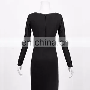 Punk Rave Gothic Fetish Black Slim Dress With Mesh Sleeves Q-215 thumbnail-3