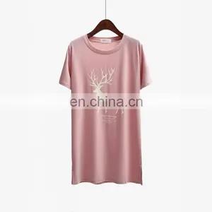 OEM Fashion Printed Elk Patterns Women Long T Shirt thumbnail-4