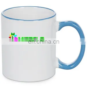 11oz Rim Color Handle Mug Blue thumbnail-1