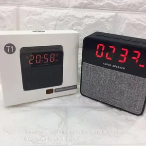 T1 New Mesh Gift Bluetooth Stereo Portable Wireless Band Time Alarm Clock TF Card Mini Bluetooth Speaker thumbnail-5