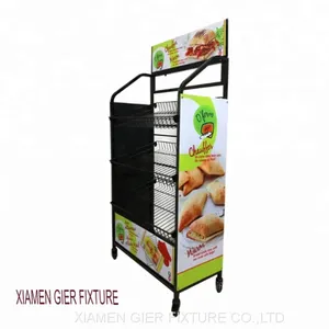 Metal Mesh Basket Shelf Bakery Removable Tiered Bread Wire Display Rack thumbnail-3