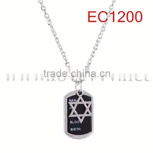 Fashion Hexagram Pendant and Black Name Tag Necklace thumbnail-1