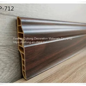 Wood Plastic Pvc Baseboard Bamboo Wood Fiber Baseboard Moisture-proof Waterproof Plastic Baseboard Black White Gray Wood Grain thumbnail-1