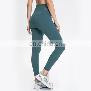 New Arrivals High Waisted Workout Gym Fitness Yoga Leggings Pants With Pockets Cross Waist and Spliced Mesh Design for Women thumbnail-1