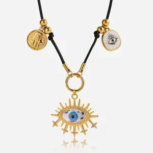 Custom 18K Gold Plated Round Stainless Steel Rhinestone Charm Necklace - Fashion Jewelry thumbnail-1