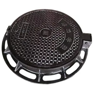 Hot Selling EN124 500*500mm 600*600mm Ductile Iron Road Waterproof Black Round Half Weight Jingdong Model 12 Manhole Cover thumbnail-2