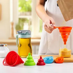 Mini Collapsible Silicone Kitchen Funnel | Foldable Food-Grade Funnel for Oil, Wine, and Liquid Transfer | Space-Saving & Leakproof thumbnail-3