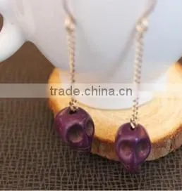 Wholesale Hand Carved South Jade Human Cute Skull Pendant Earrings thumbnail-4