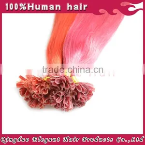 Grade 6A Pink Color Pre Bonded Silky Straight Human Hair Extension thumbnail-2