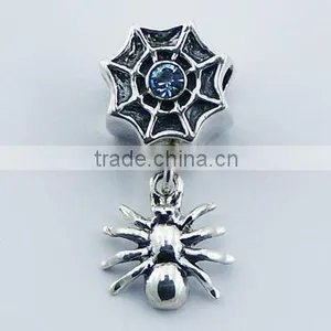 Austrian Crystals Sterling Silver Charm Bead Spider Web thumbnail-1
