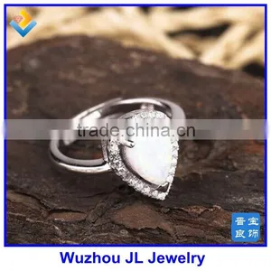 2015 New Shape CZ Stone Pear Shape Synthetic White Fire Opal Ring thumbnail-2
