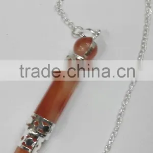 Carnlian Pencil Wand Stone Pendulum thumbnail-2