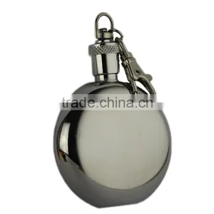 1oz Mini Type and Metal Body Material Stainless Steel Hip Flask With Keychian and Laser Logo thumbnail-4