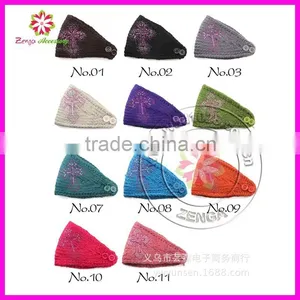 100% Hand Knit Crochet Flower Headband Head Wrap in Stock thumbnail-1