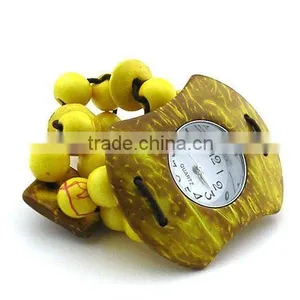 Coconut Wood Watch Good for Promotional Gift ,made in China,yellow Color thumbnail-1