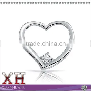 Wholesale 925 Sterling Silver Round CZ Solitaire Open Heart Pendant thumbnail-1