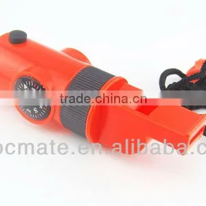 New 5in1 Flint Stone Fire Starter With Whistle Compass Saw Ruler Outdoor Survival Kit With Orange Color thumbnail-1