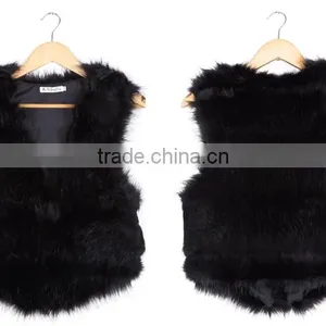 Fashion Lady Balck Sleeveless Fur Vest in Guangzhou 2016 thumbnail-6