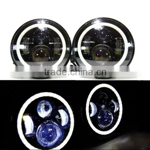 LED Headlights With Angle Eyes For Jeep Wrangler thumbnail-2