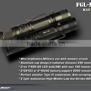 CR123 Battery Q5 EDC Military Pocket Torch thumbnail-2