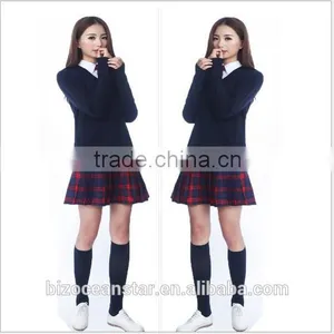 Sales Girl Student Uniforms Suit Cultivate One's Morality Jacket V-neck Sweater a Red Plaid Skirt thumbnail-1
